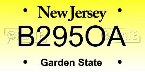 B295OA New Jersey License Plate