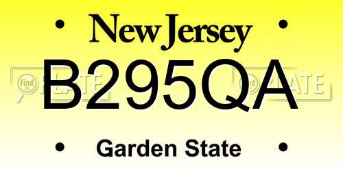 B295QA New Jersey License Plate