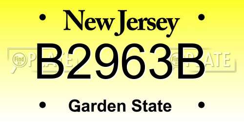 B2963B New Jersey License Plate