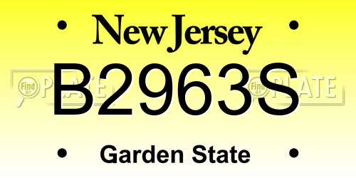 B2963S New Jersey License Plate