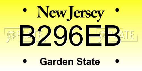 B296EB New Jersey License Plate