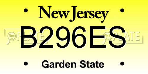 B296ES New Jersey License Plate