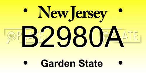 B2980A New Jersey License Plate