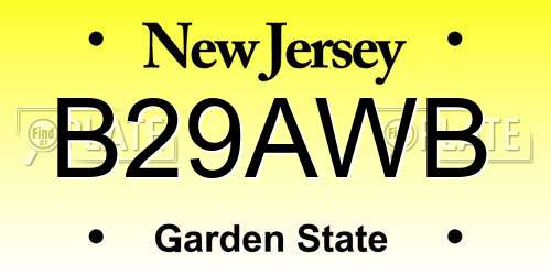 B29AWB New Jersey License Plate