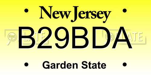 B29BDA New Jersey License Plate