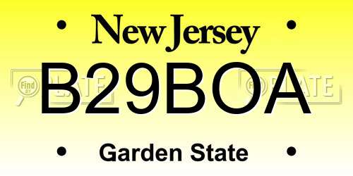 B29BOA New Jersey License Plate