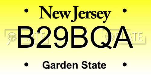 B29BQA New Jersey License Plate