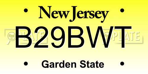 B29BWT New Jersey License Plate
