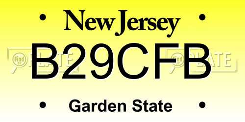 B29CFB New Jersey License Plate