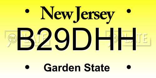 B29DHH New Jersey License Plate