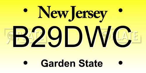 B29DWC New Jersey License Plate