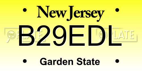 B29EDL New Jersey License Plate