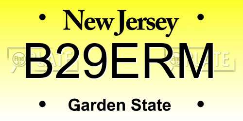 B29ERM New Jersey License Plate