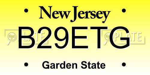 B29ETG New Jersey License Plate