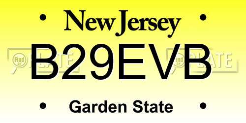 B29EVB New Jersey License Plate