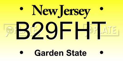 B29FHT New Jersey License Plate