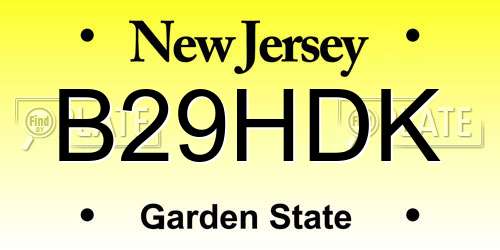B29HDK New Jersey License Plate