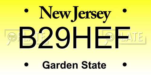 B29HEF New Jersey License Plate