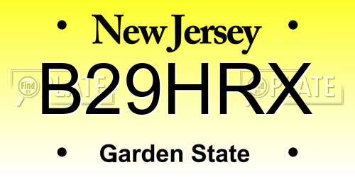 B29HRX New Jersey License Plate