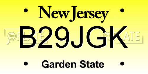 B29JGK New Jersey License Plate