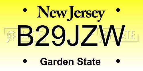 B29JZW New Jersey License Plate