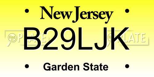 B29LJK New Jersey License Plate