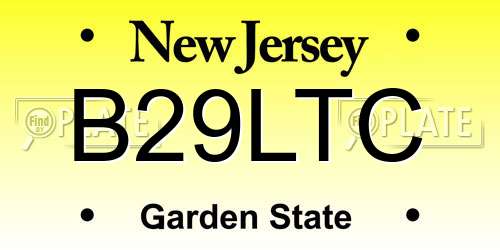 B29LTC New Jersey License Plate