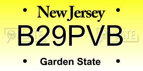 B29PVB New Jersey License Plate