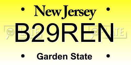 B29REN New Jersey License Plate