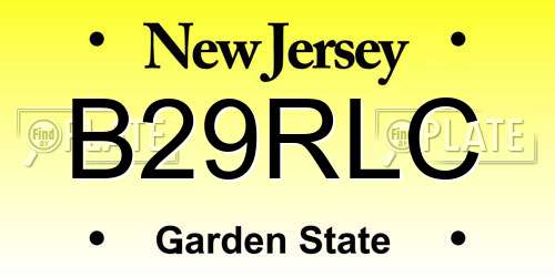 B29RLC New Jersey License Plate