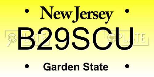 B29SCU New Jersey License Plate