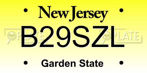 B29SZL New Jersey License Plate