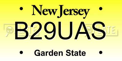 B29UAS New Jersey License Plate
