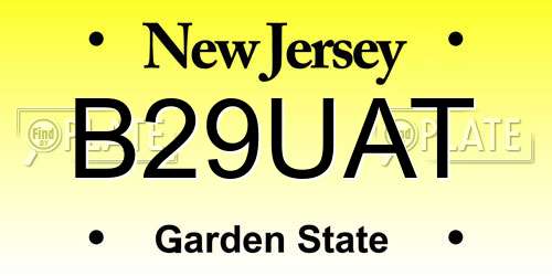 B29UAT New Jersey License Plate