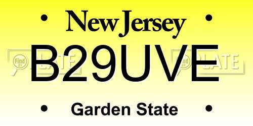 B29UVE New Jersey License Plate
