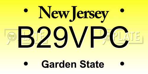 B29VPC New Jersey License Plate