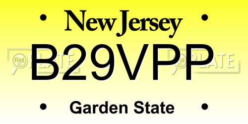 B29VPP New Jersey License Plate