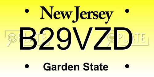 B29VZD New Jersey License Plate