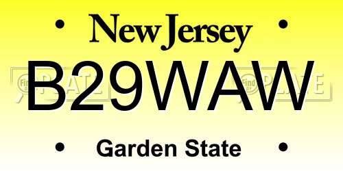 B29WAW New Jersey License Plate