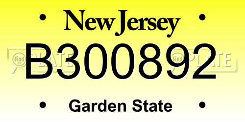 B300892 New Jersey License Plate