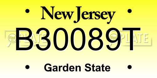 B30089T New Jersey License Plate