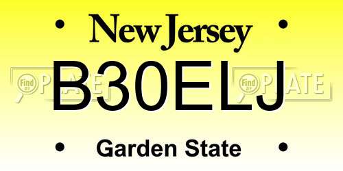 B30ELJ New Jersey License Plate