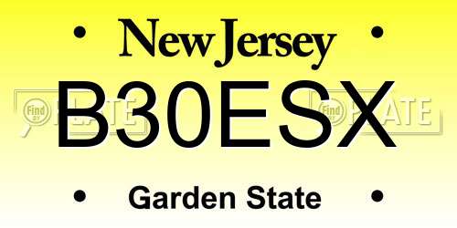 B30ESX New Jersey License Plate