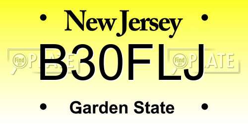 B30FLJ New Jersey License Plate