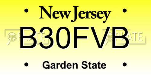 B30FVB New Jersey License Plate