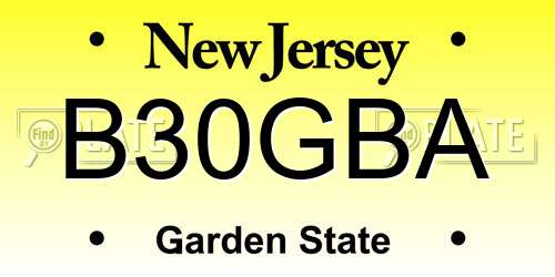 B30GBA New Jersey License Plate