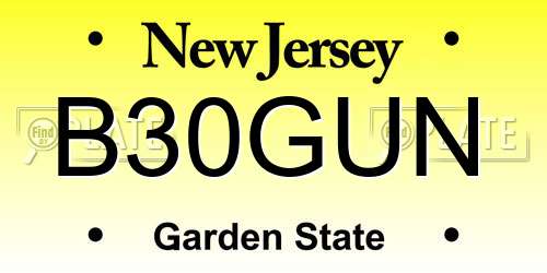 B30GUN New Jersey License Plate