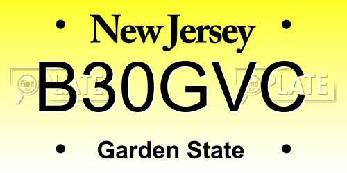 B30GVC New Jersey License Plate