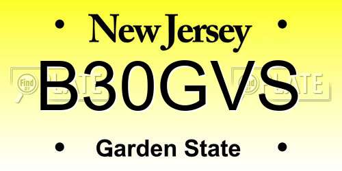 B30GVS New Jersey License Plate