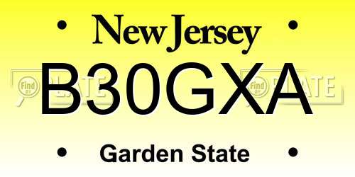 B30GXA New Jersey License Plate